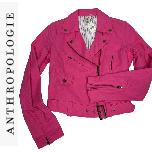 NWT Dolan Anthropologie Hot Pink Moto Jacket xs - Picture 3 of 12
